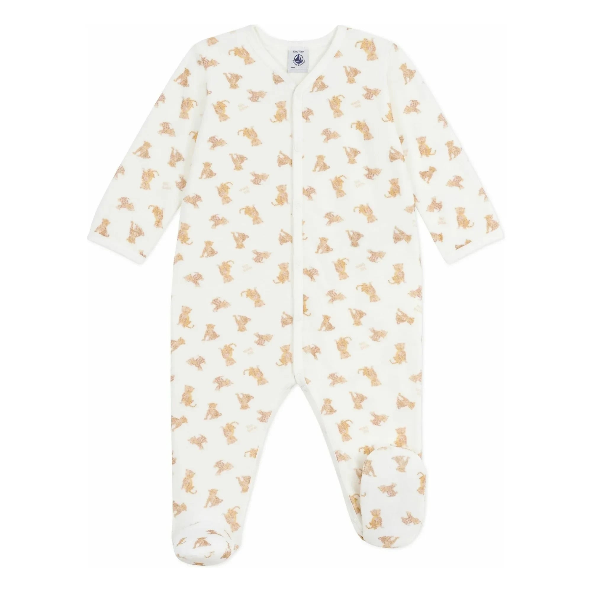 Petit Bateau - Sleep Well Organik Pamuklu Çita Desenli Pijama | Ekru