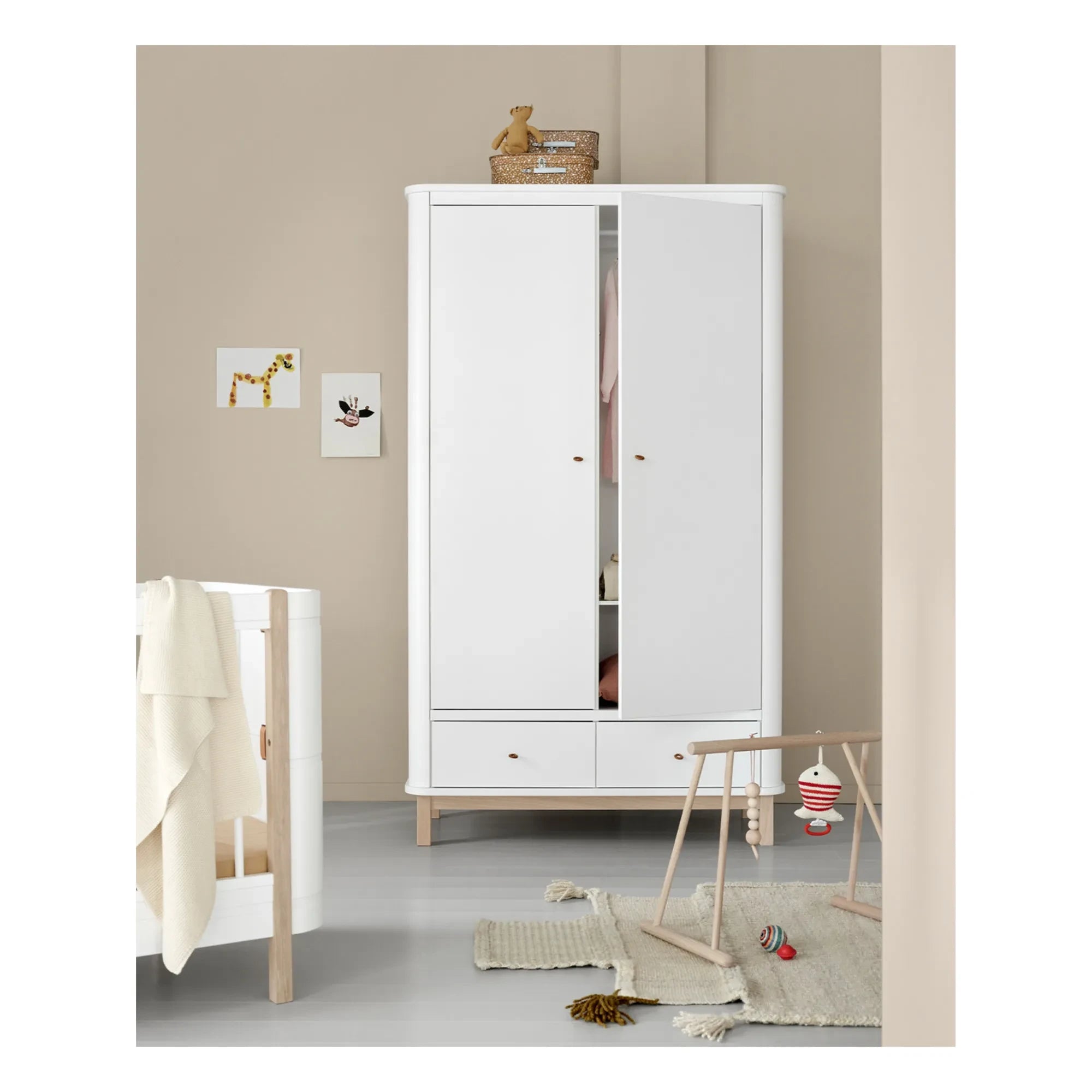 Oliver Furniture - 2 Kapılı Meşe Gardırop | Beyaz