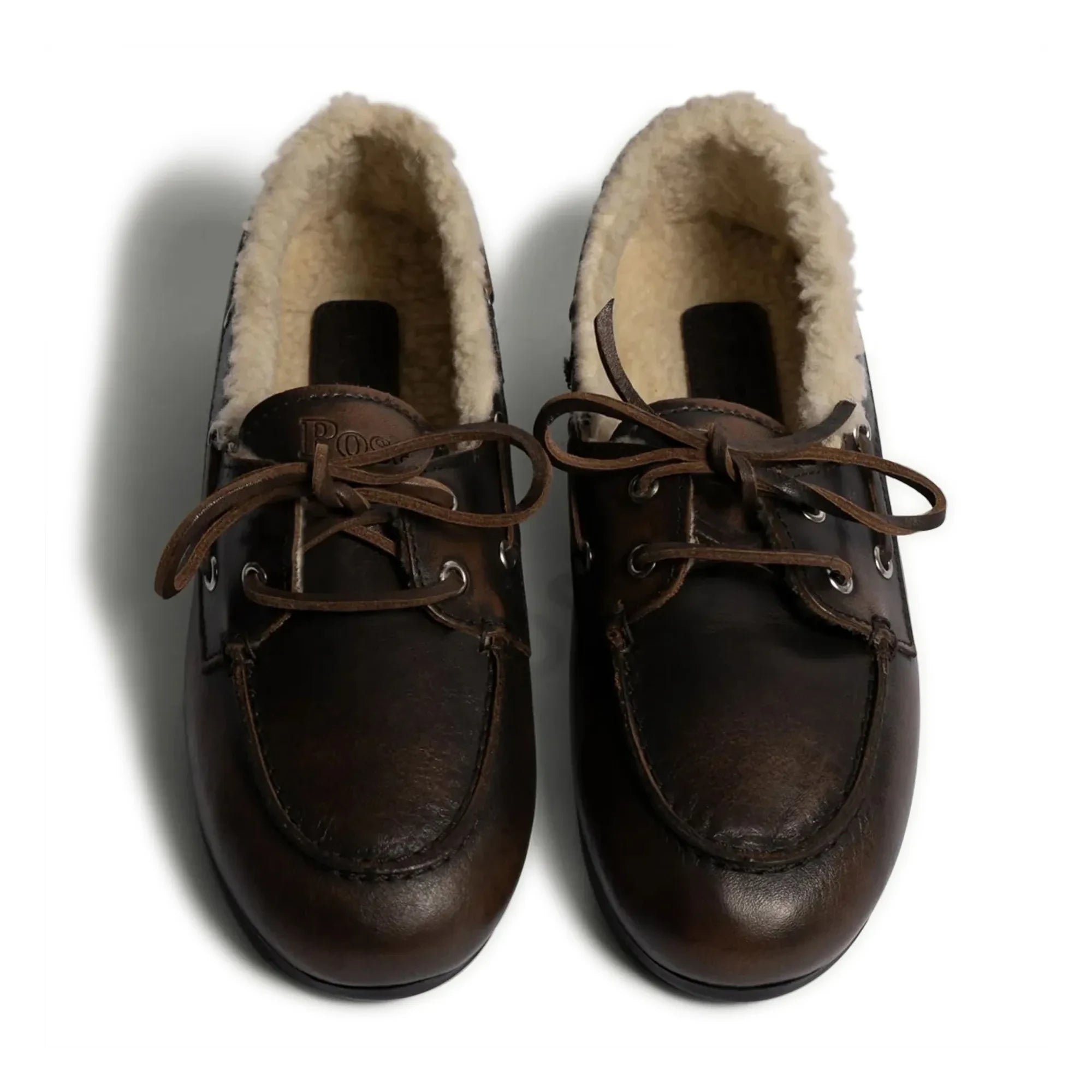 Posa - Leather and Faux Fur Boat Shoes | Brown