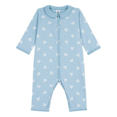 Petit Bateau - Gestreifter Schlafanzug mit Herzmotiv „Gute Nacht“ | Hellblau