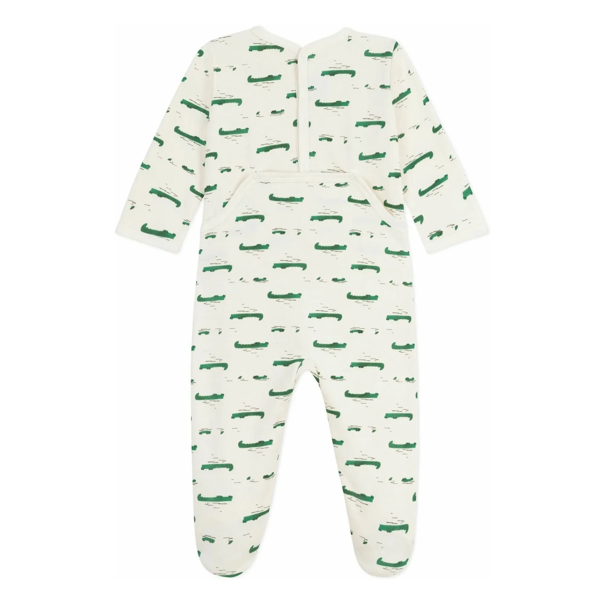 Petit Bateau - Schlafanzug Dors Bien Pont Krokodile Bio-Baumwolle | Ecru