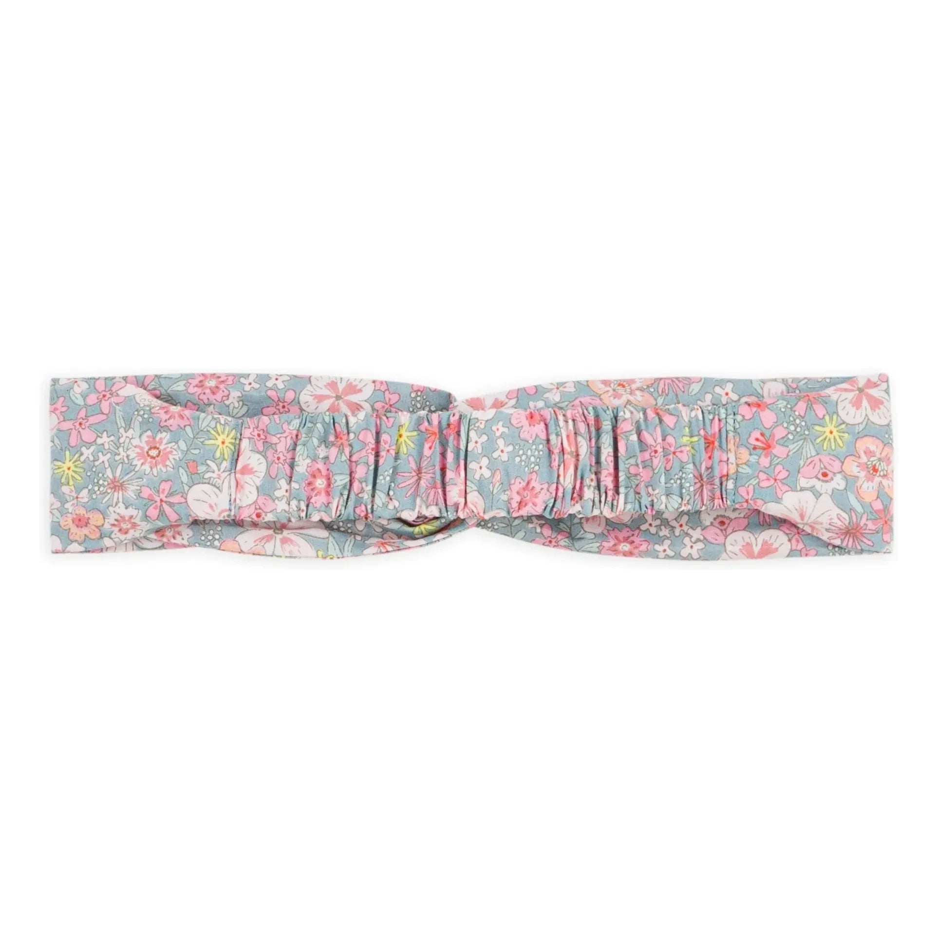 Petit Bateau - Organic Cotton Poplin Floral Headband | Gray Blue