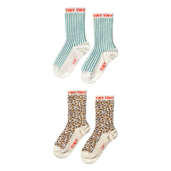 Tinycottons - 2 Çift Leopar Çorap Seti | Ecru