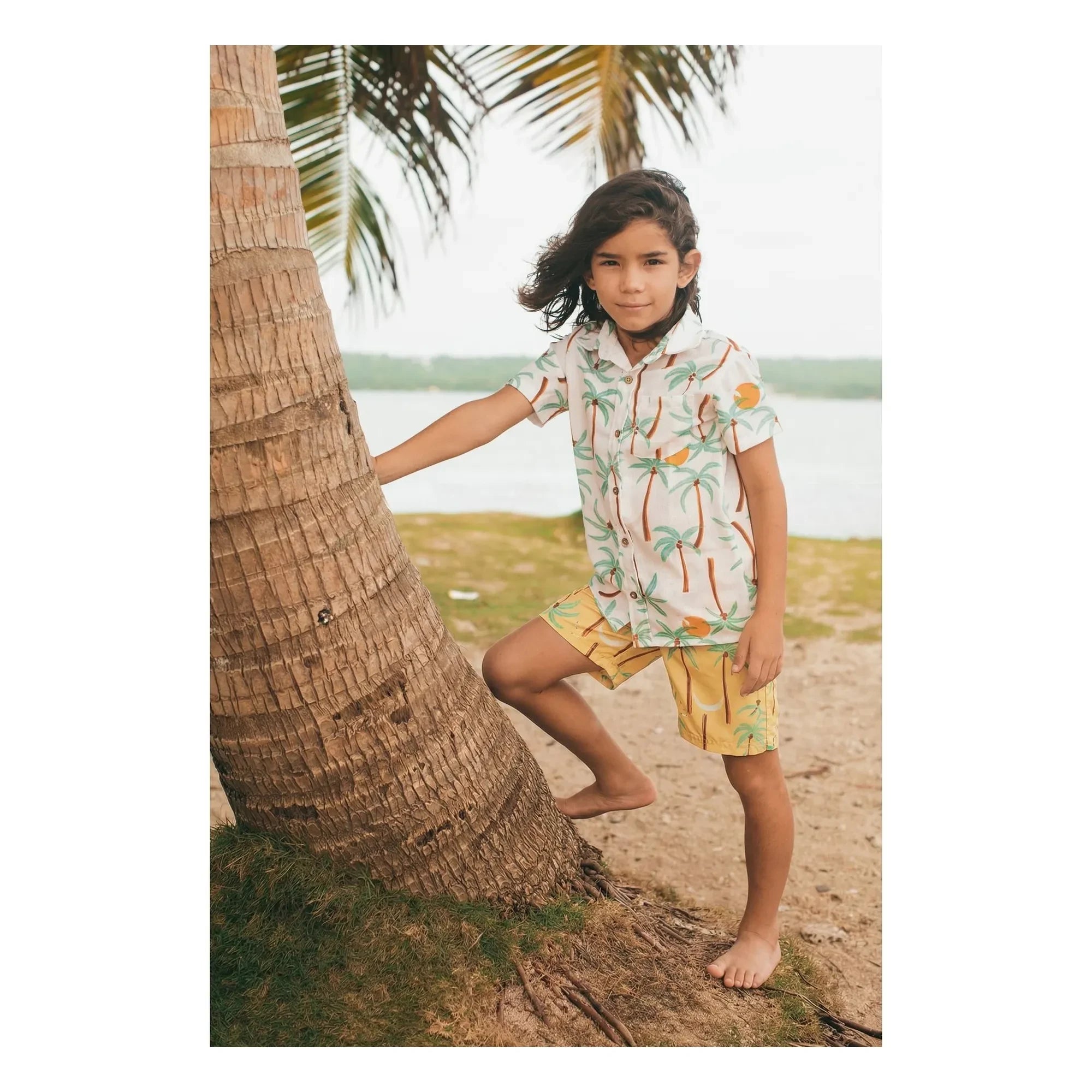 Pepita & Me - Guayabera Palm Kurzarmhemd | Elfenbein