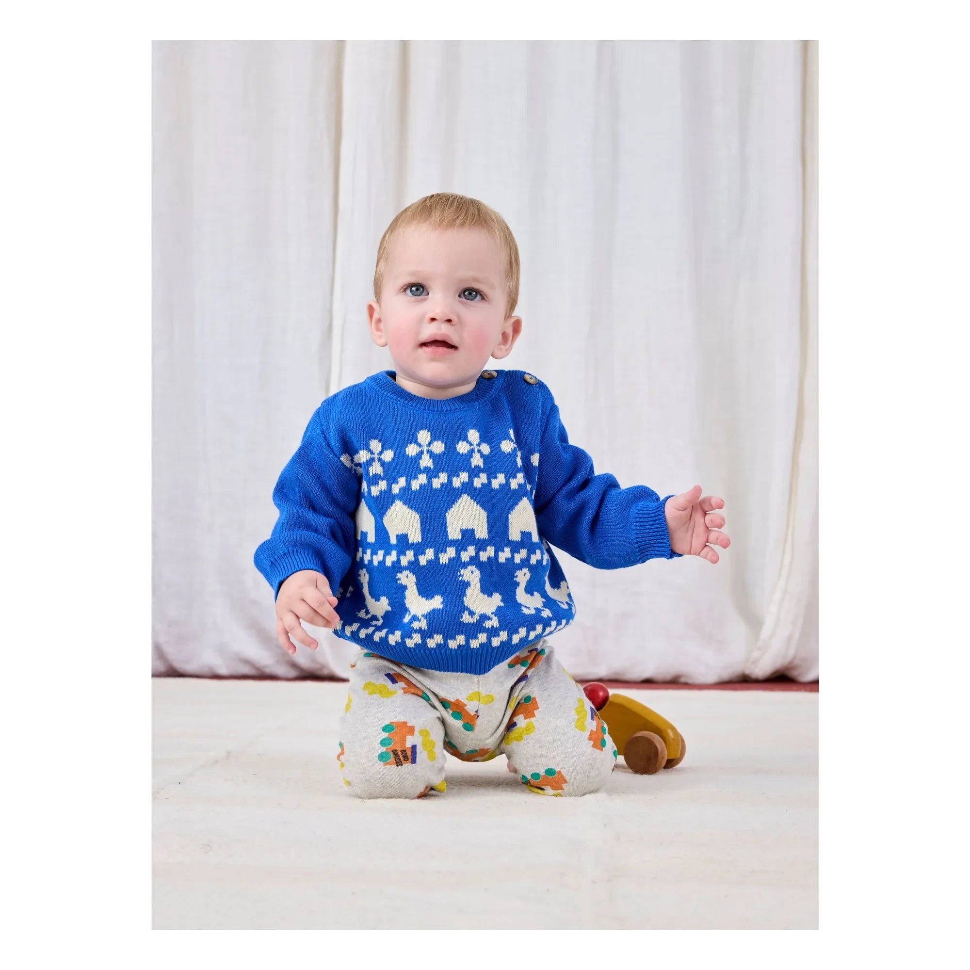 Bobo Choses - Bauernhaus Strickpullover aus Bio-Baumwolle | Blau