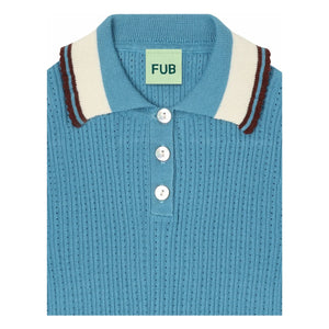 FUB - Polo Pointelle İnce Organik Pamuklu Örgü | Azure blue