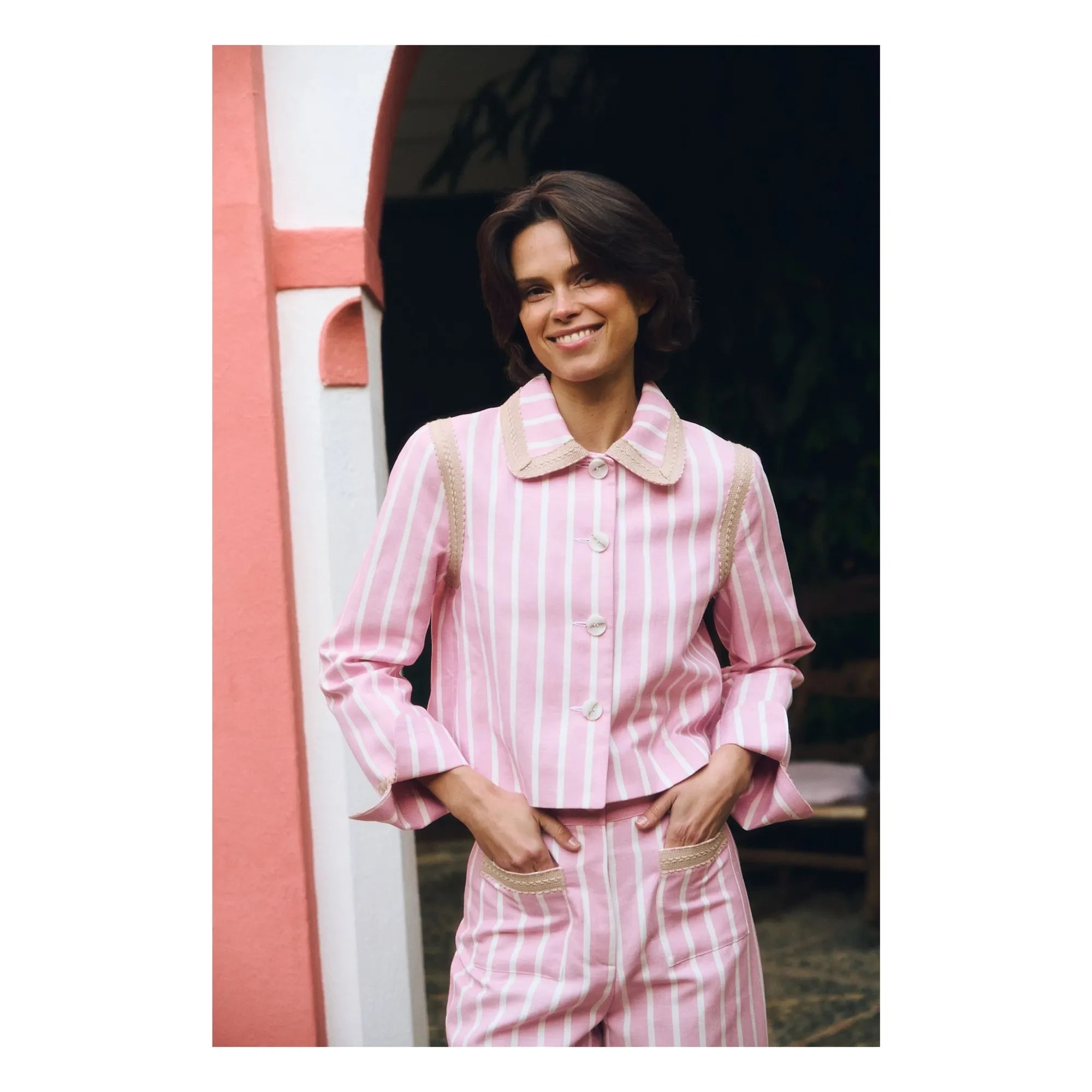 Maria de la Orden - Clover Baumwoll-Blazer mit Streifen | Rosa