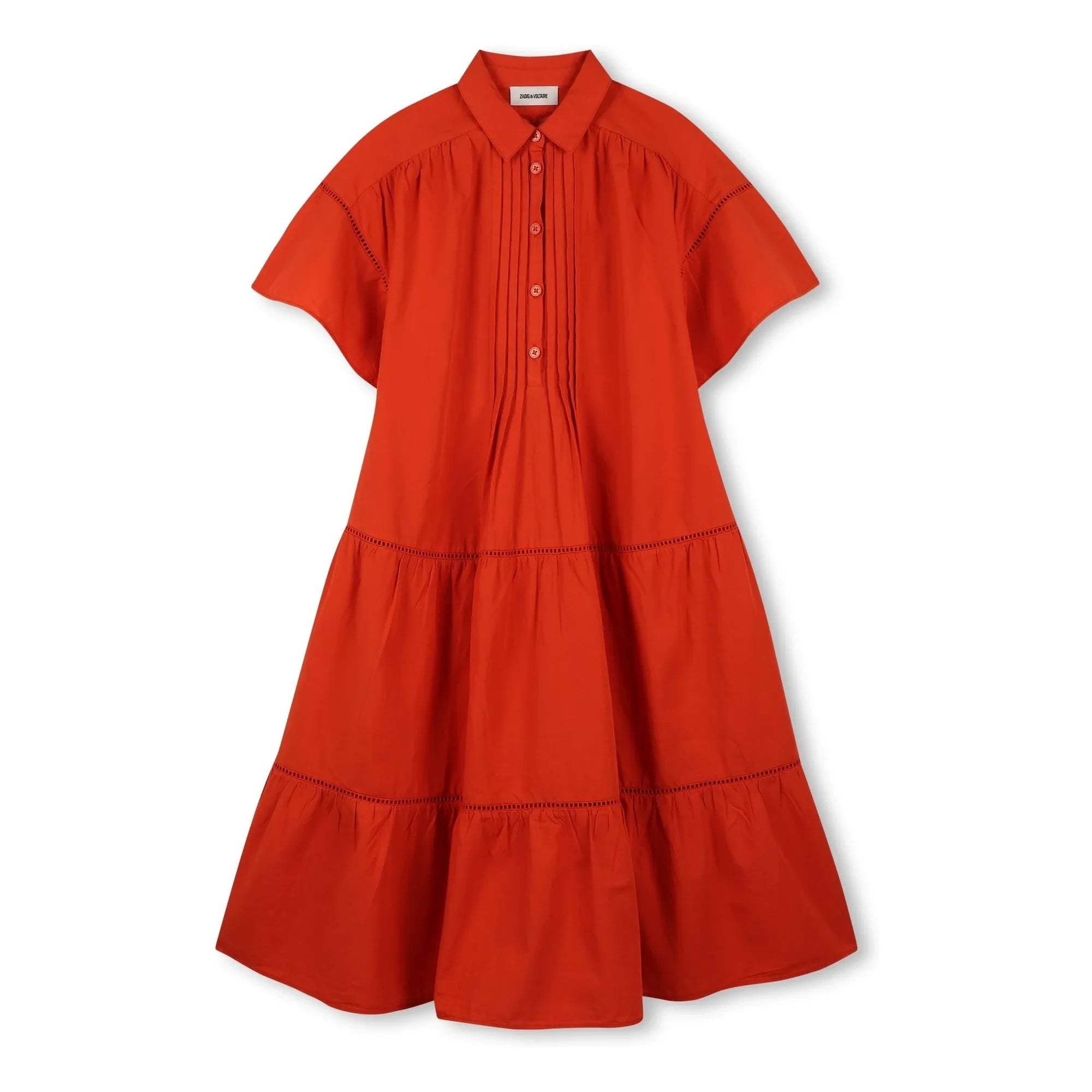 Zadig & Voltaire – Geknöpftes Rüschenkleid | Blutorange