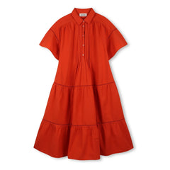 Zadig & Voltaire – Geknöpftes Rüschenkleid | Blutorange