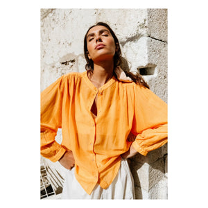 Sacrécoeur - Carla Aurora Poplin Bluz | Turuncu
