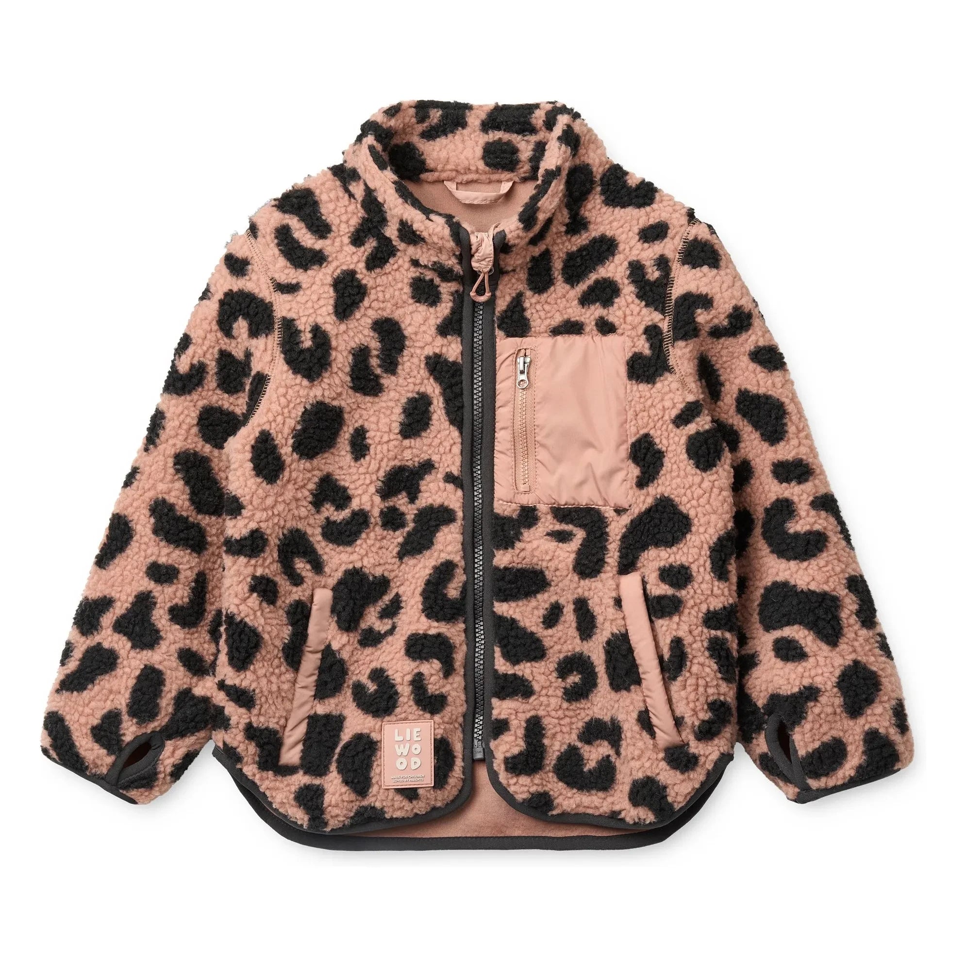 Liewood - Nolan Leopard Recycled Fiber Sherpa Jacket | Pale Pink