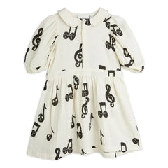 Mini Rodini - Dress Notes Organic Cotton Gauze | White