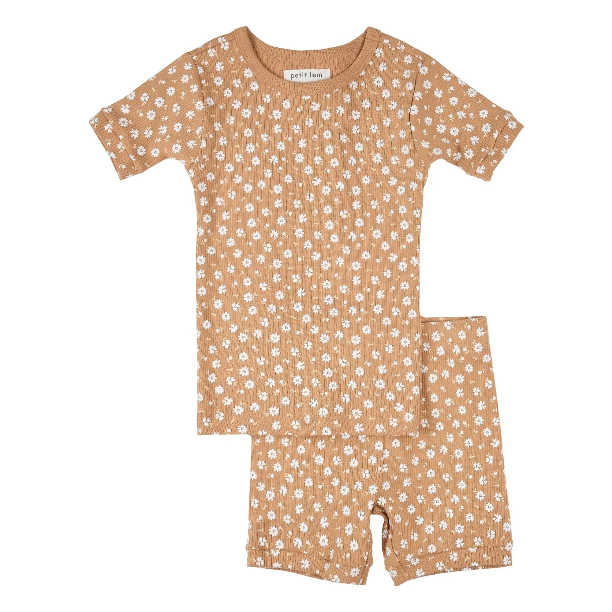 Petit Lem - Organik Pamuklu Çiçek Desenli Fitilli Pijama | Doğal