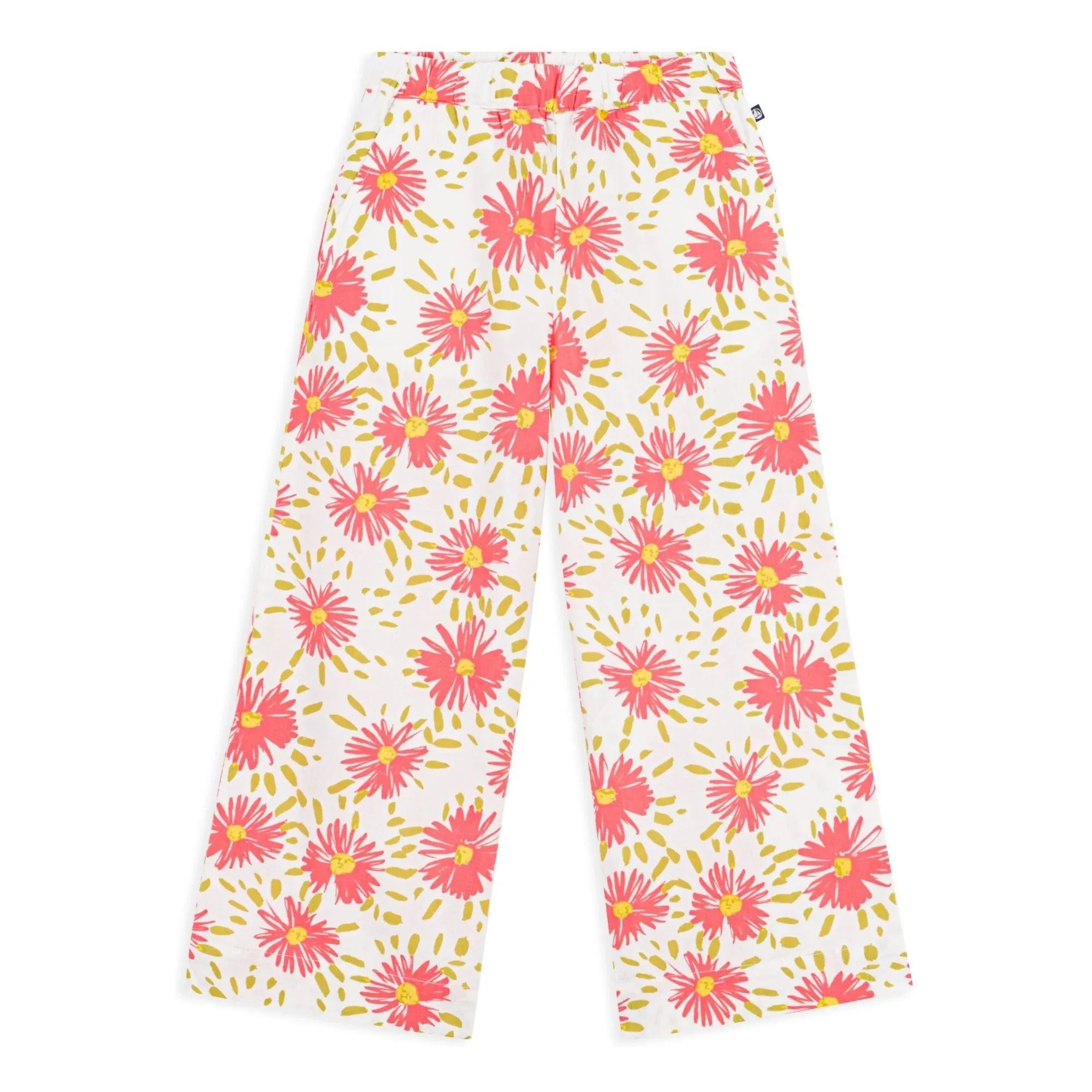 Petit Bateau - Crépon-Hose mit Blumenmuster aus Bio-Baumwolle | Weiß