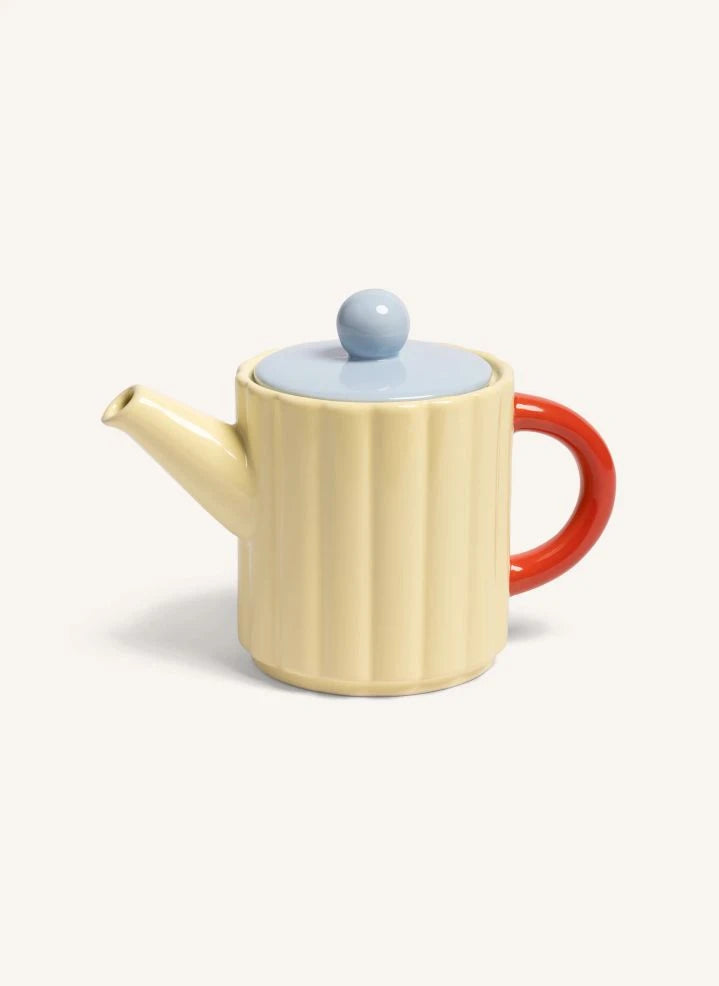 &Klevering - "Tube" Stoneware Çaydanlık | Soluk sarı