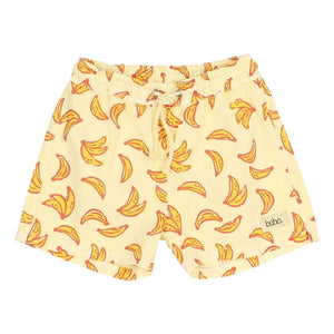 Búho - Banana Patterned Poplin Organic Cotton Swimsuit Shorts | Yellow