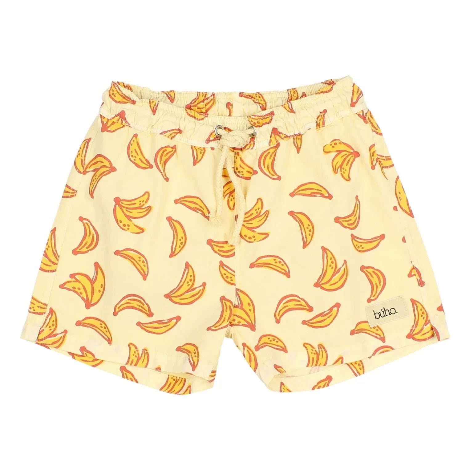 Búho - Banana Patterned Poplin Organic Cotton Swimsuit Shorts | Yellow