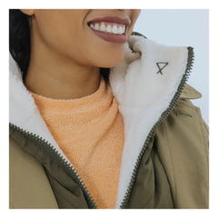 Fudoon - Shearling efektli ters çevrilebilir kapüşonlu ceket | Haki