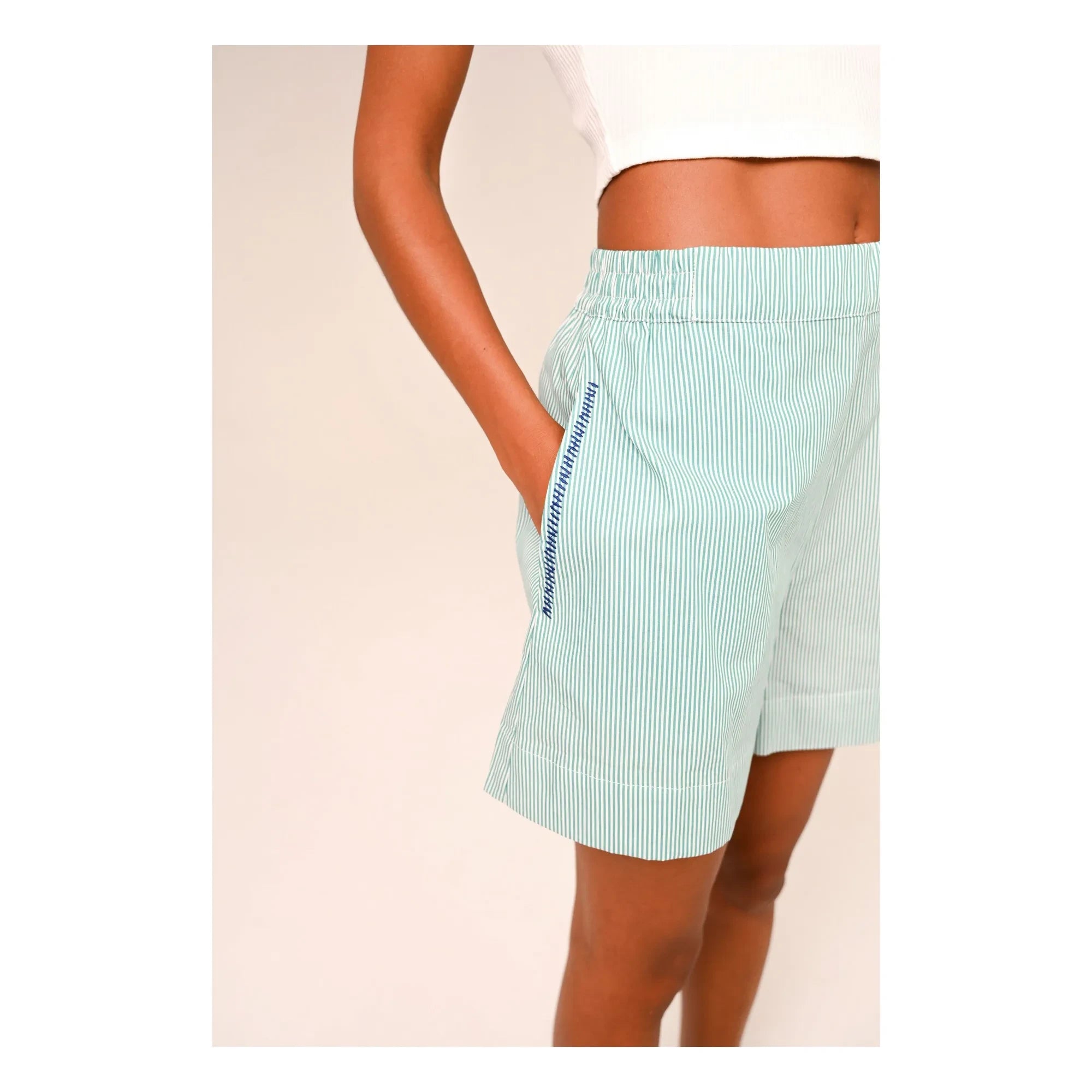 Sacrécoeur - Lilo Popeline bestickte Shorts | Wassergrün