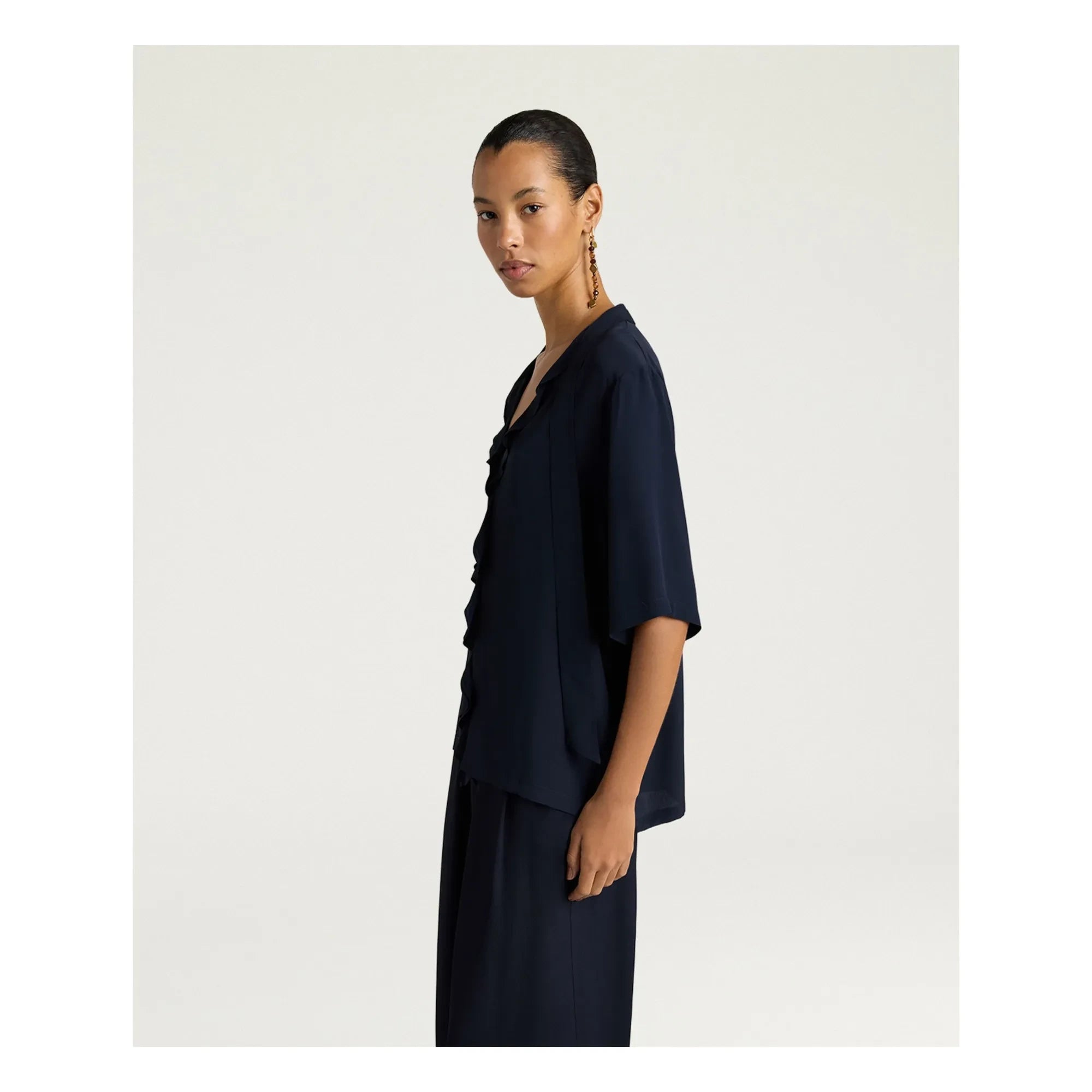 Momoni - Salvia short sleeve blouse | Navy Blue