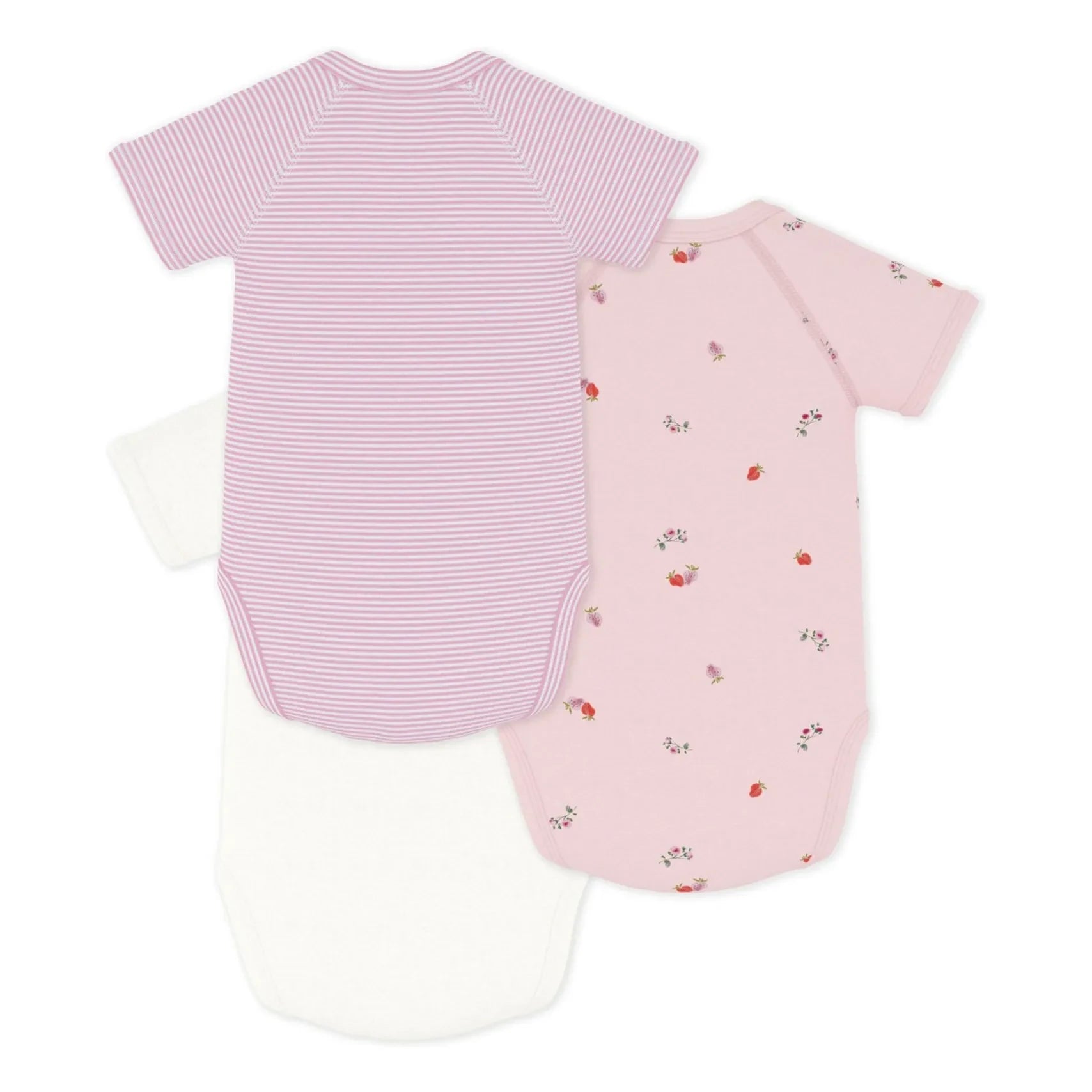 Petit Bateau - 3'lü Organik Pamuklu Çiçekli Body Seti | Pembe