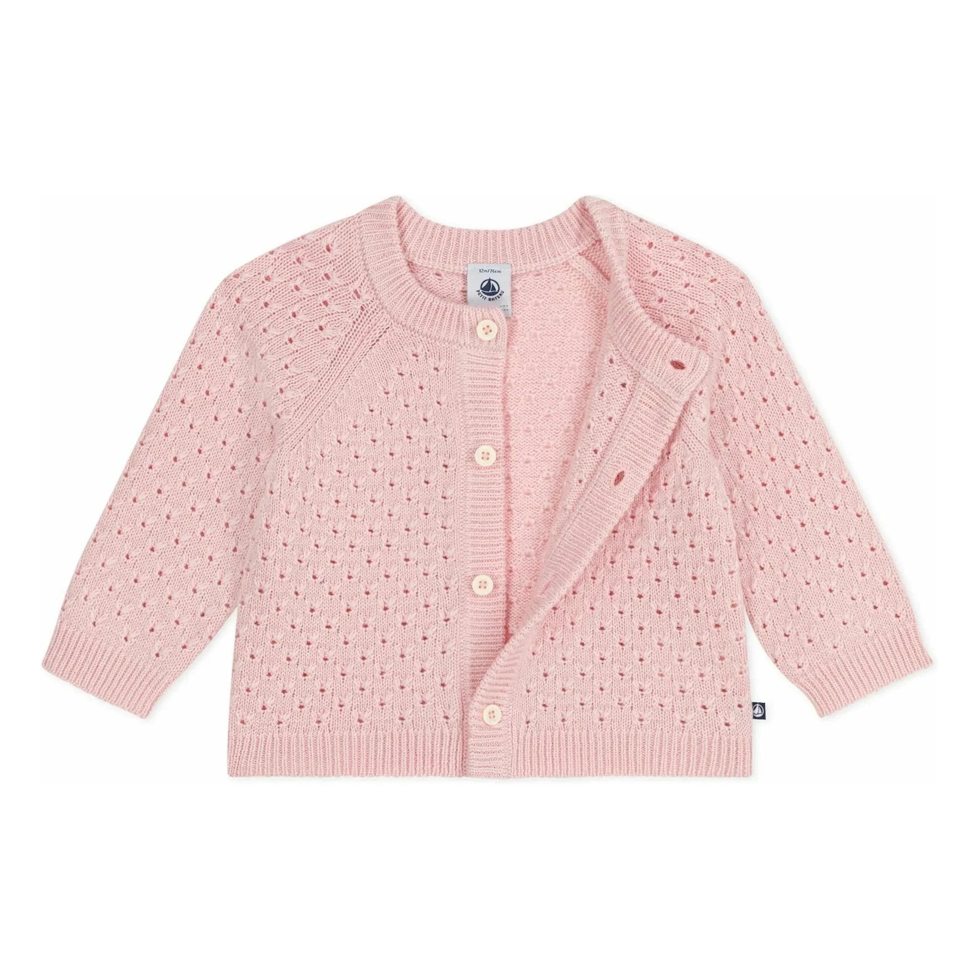 Petit Bateau - Verblasste rosa Wollstrickjacke
