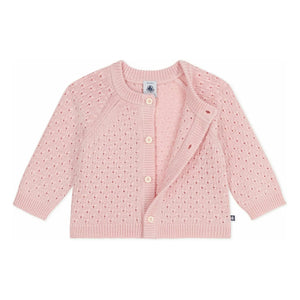 Petit Bateau - Verblasste rosa Wollstrickjacke