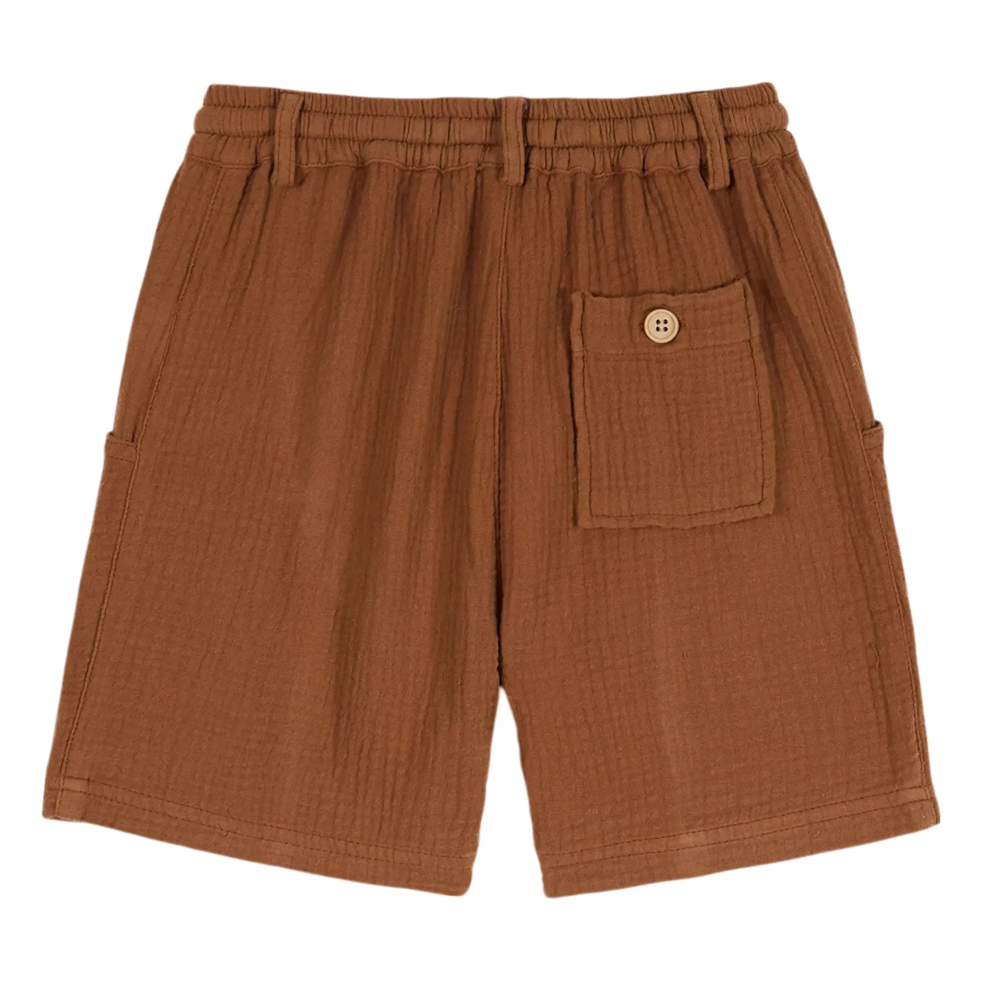 Emile et Ida - Brown Plain Cotton Gauze Shorts