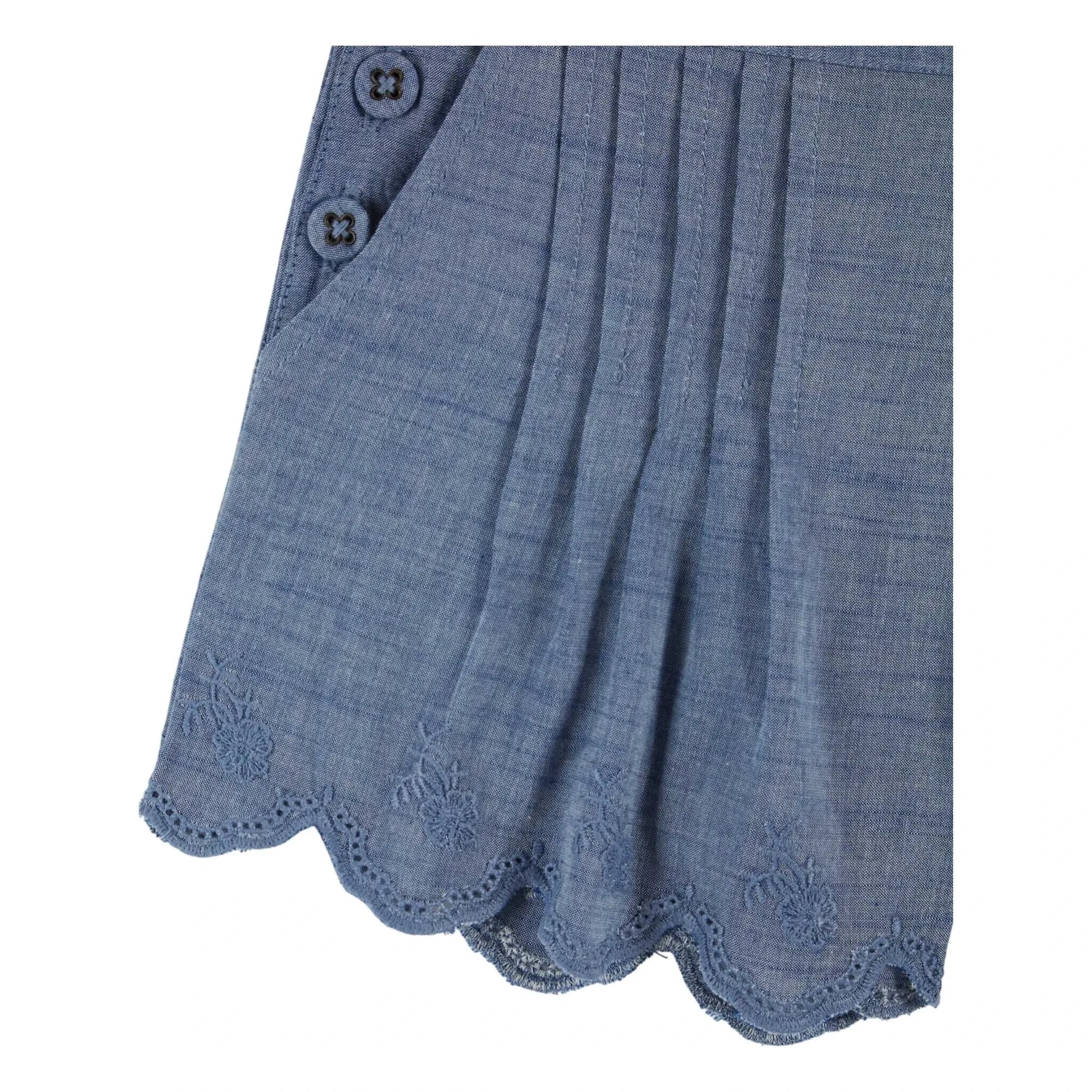 Emile et Ida - Blue Chambray Embroidered Shorts