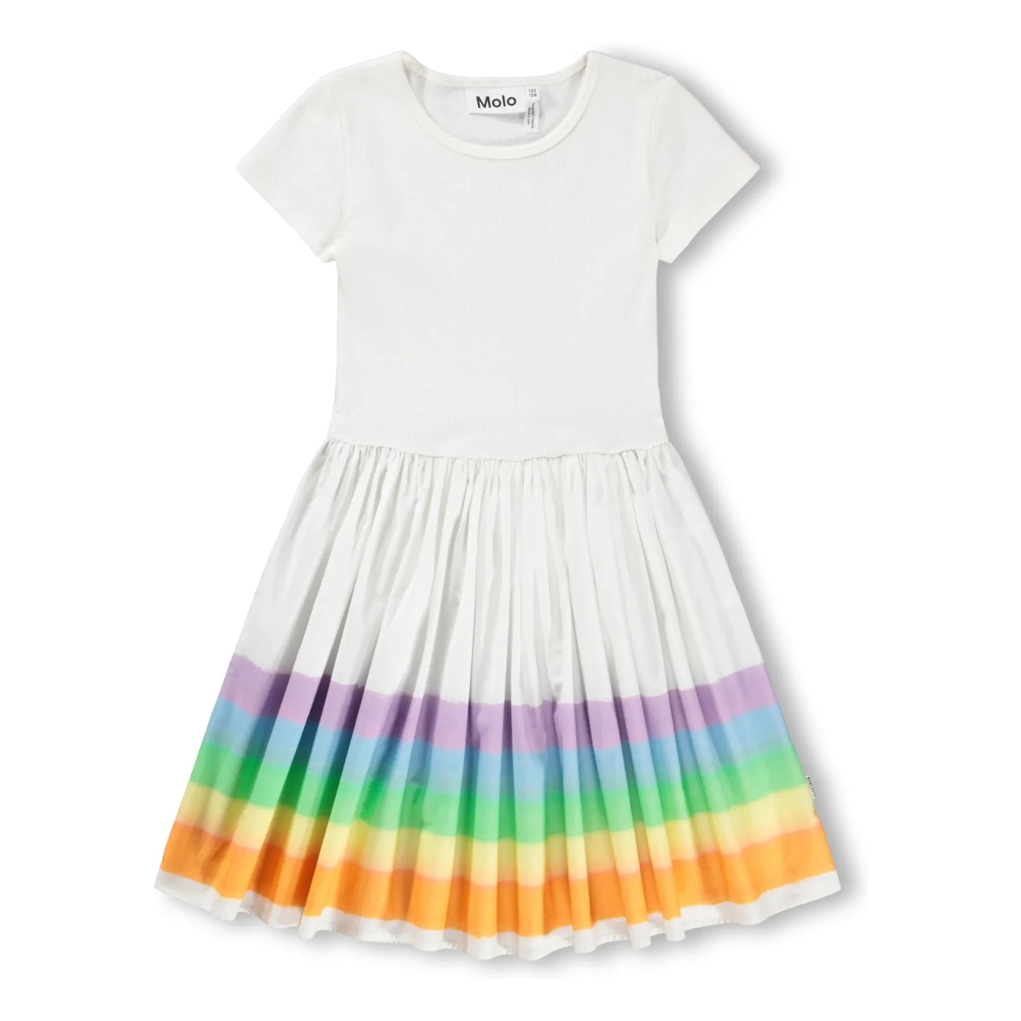 Molo - Cissa Regenbogen Kleid aus Bio-Baumwolle | Weiß