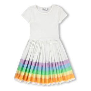 Molo - Cissa Regenbogen Kleid aus Bio-Baumwolle | Weiß