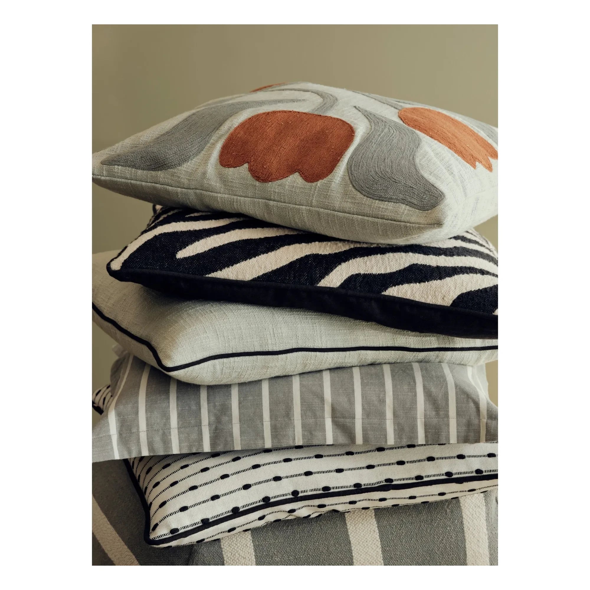 Broste Copenhagen - Zebra yastık kılıfı | Noir/Blanc