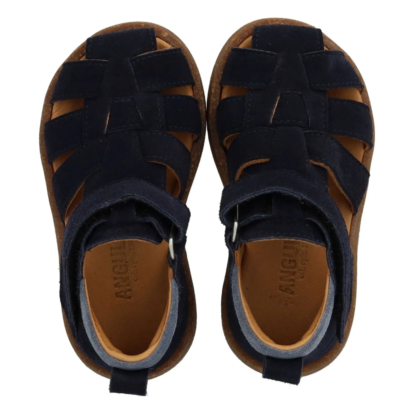 Angulus - Suede Striped Pink Sandals | Navy Blue