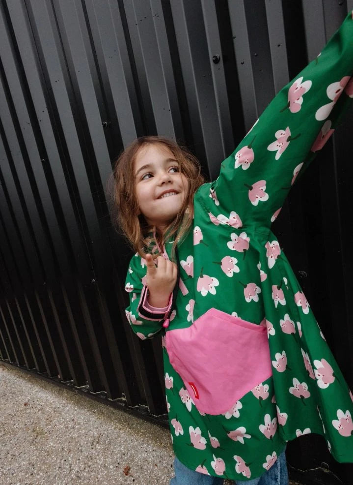 Hello Hossy - Floral Pattern Raincoat Poncho | Green