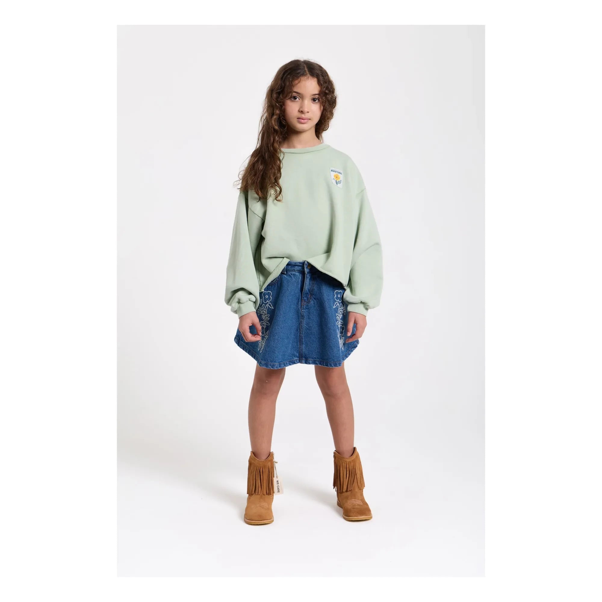 Hundred Pieces - Janis Bestickter Jeansrock | Denimblau
