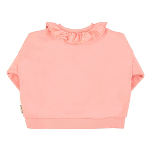 Piupiuchick - Çilek organik pamuklu fırfırlı sweatshirt | Pembe
