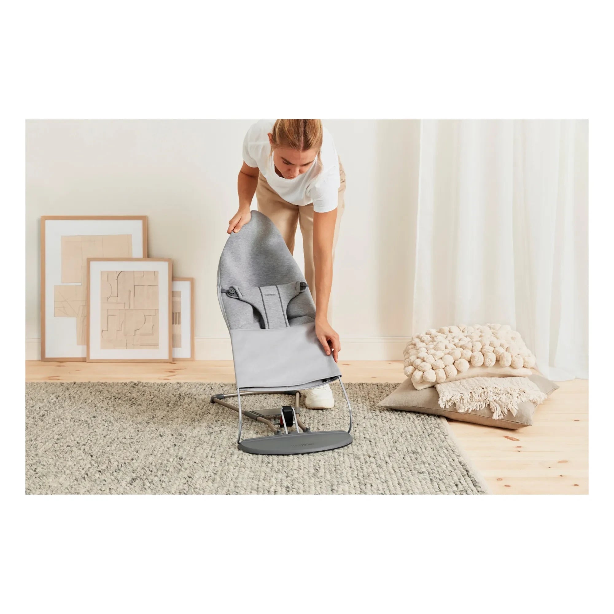 BabyBjörn - Bliss Baby Bouncer için 3D Jersey Kılıf | Açık gri