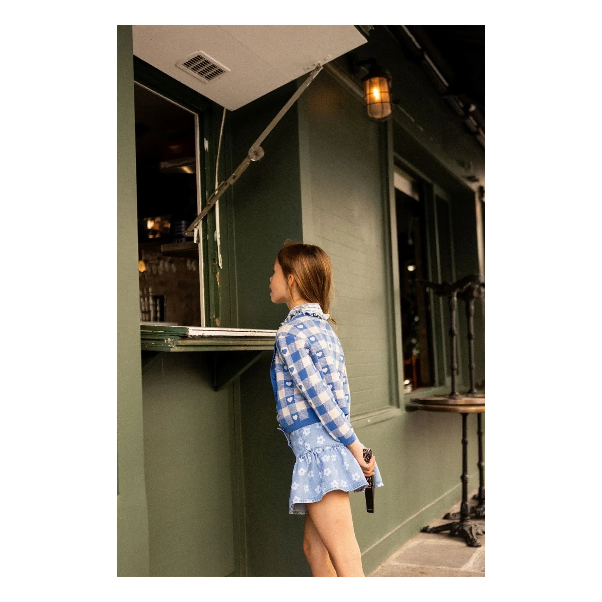 Louis Louise - Denim Pipeau Çiçekli Etek | Açık Mavi