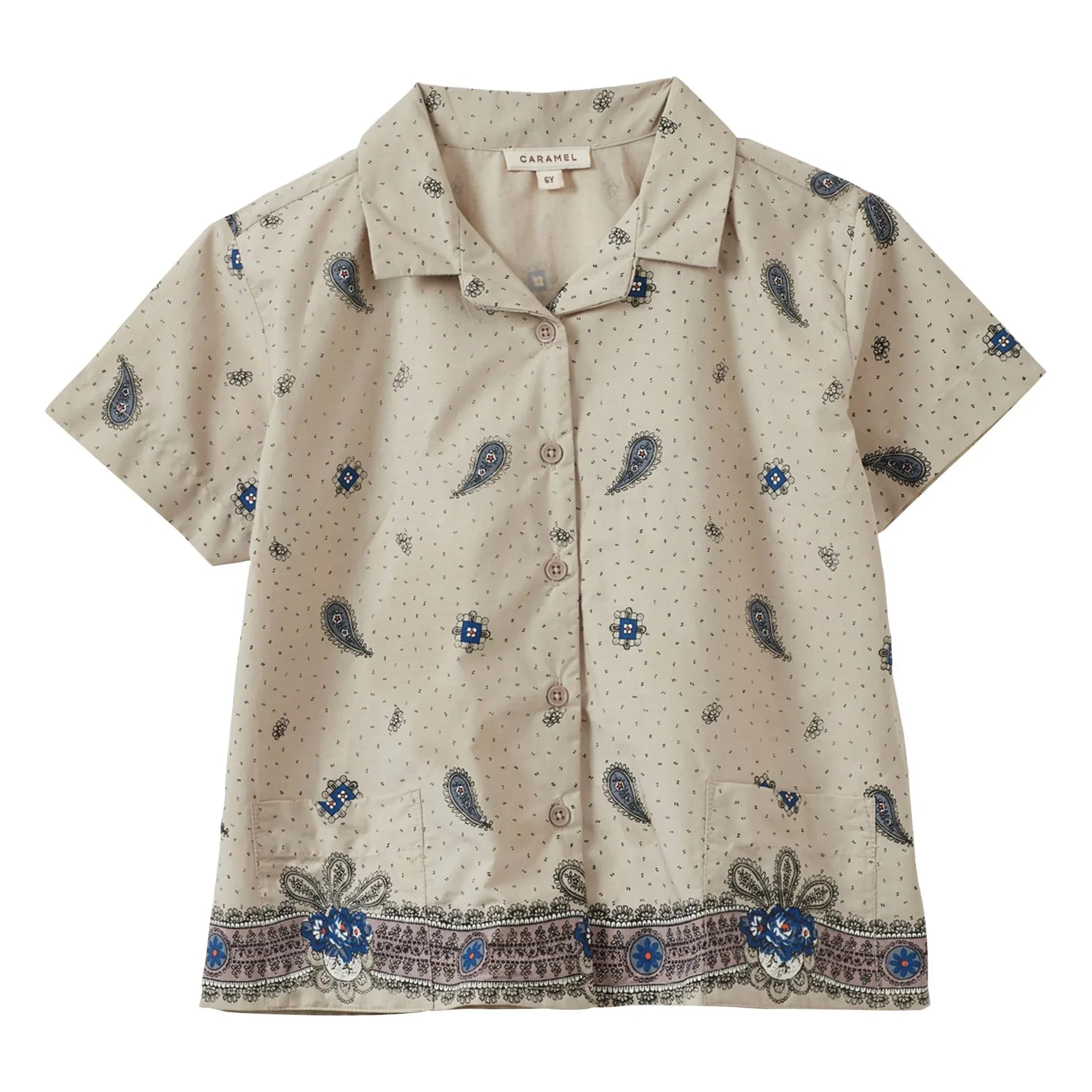 Caramel - Bambu Paisley Gömlek | Ecru