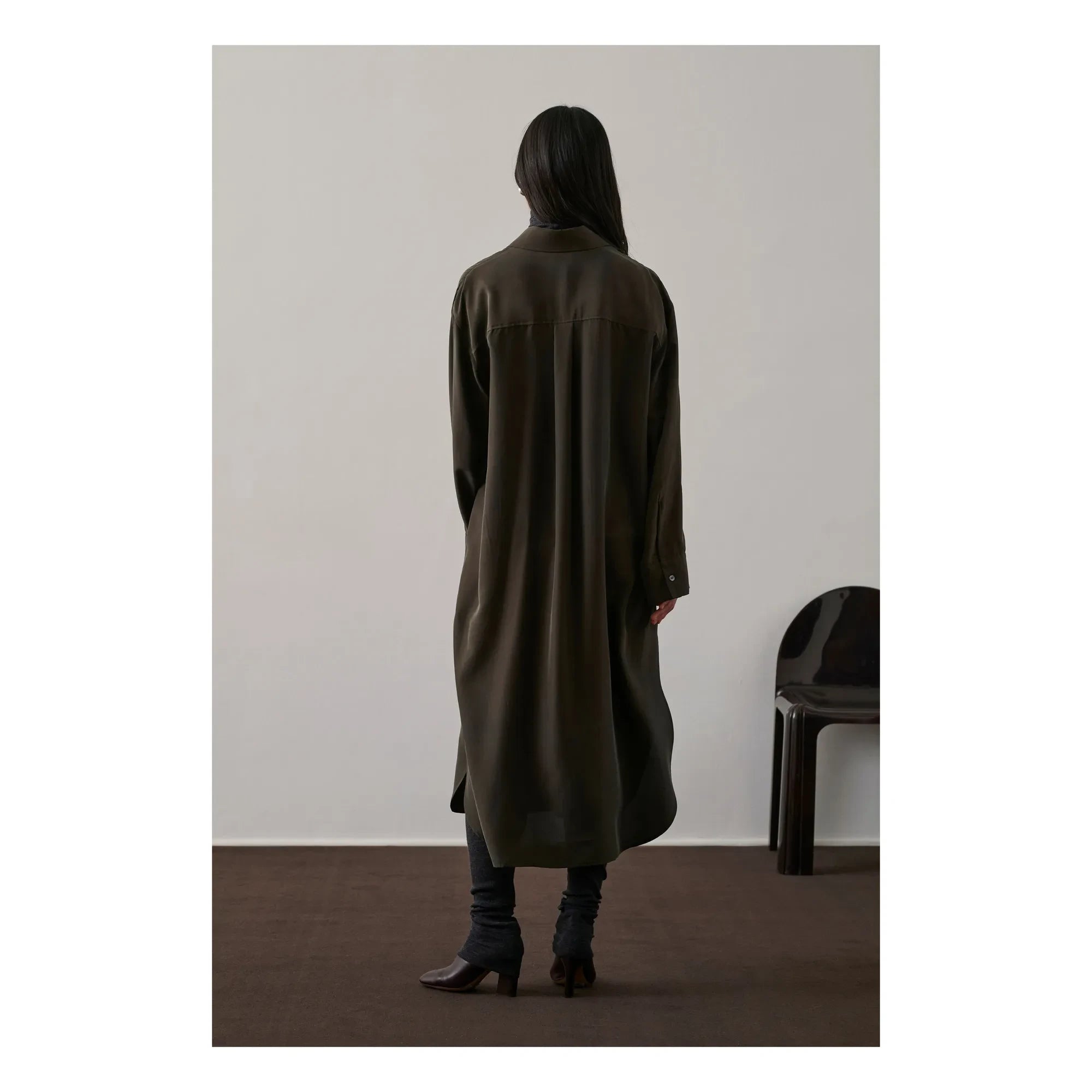 Soeur – Flora Seidenkleid | Dunkles Khaki
