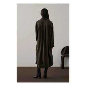 Soeur – Flora Seidenkleid | Dunkles Khaki