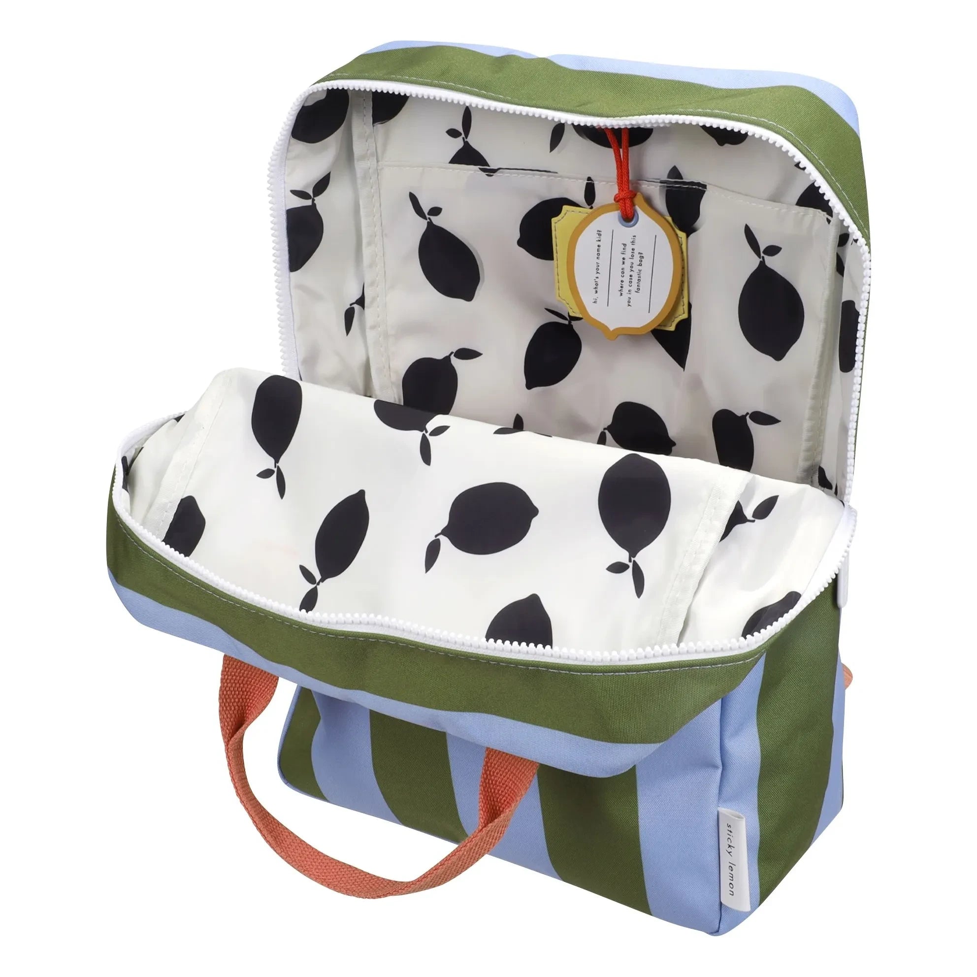 Sticky Lemon – Großer gestreifter Rucksack | Grün