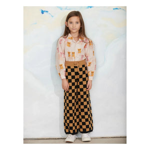 Mini Rodini - Damier-Hose aus Bio-Baumwoll-Mesh | Braun
