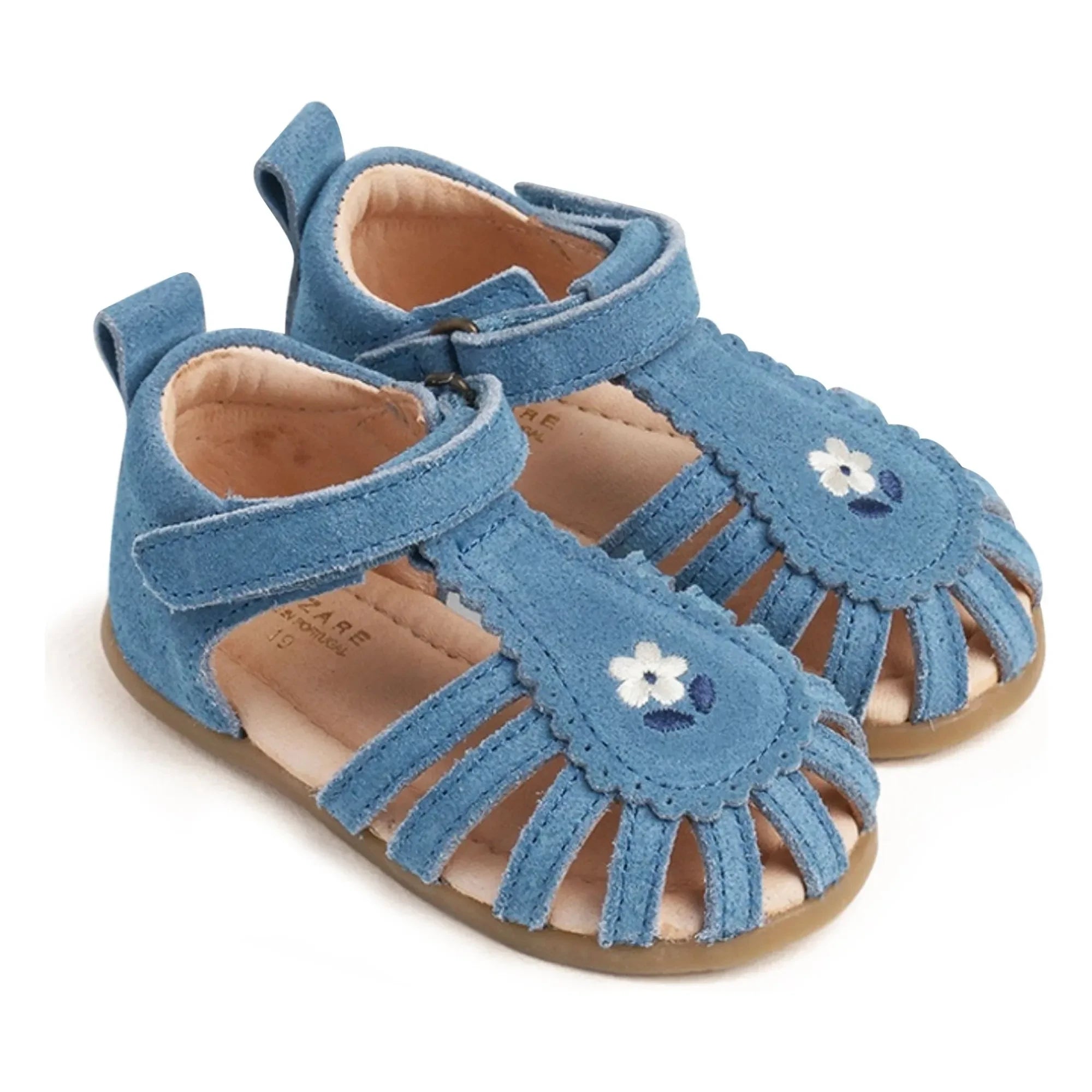 Lazare - Colette Fleur Süet İşlemeli Sandaletler | Kot mavisi