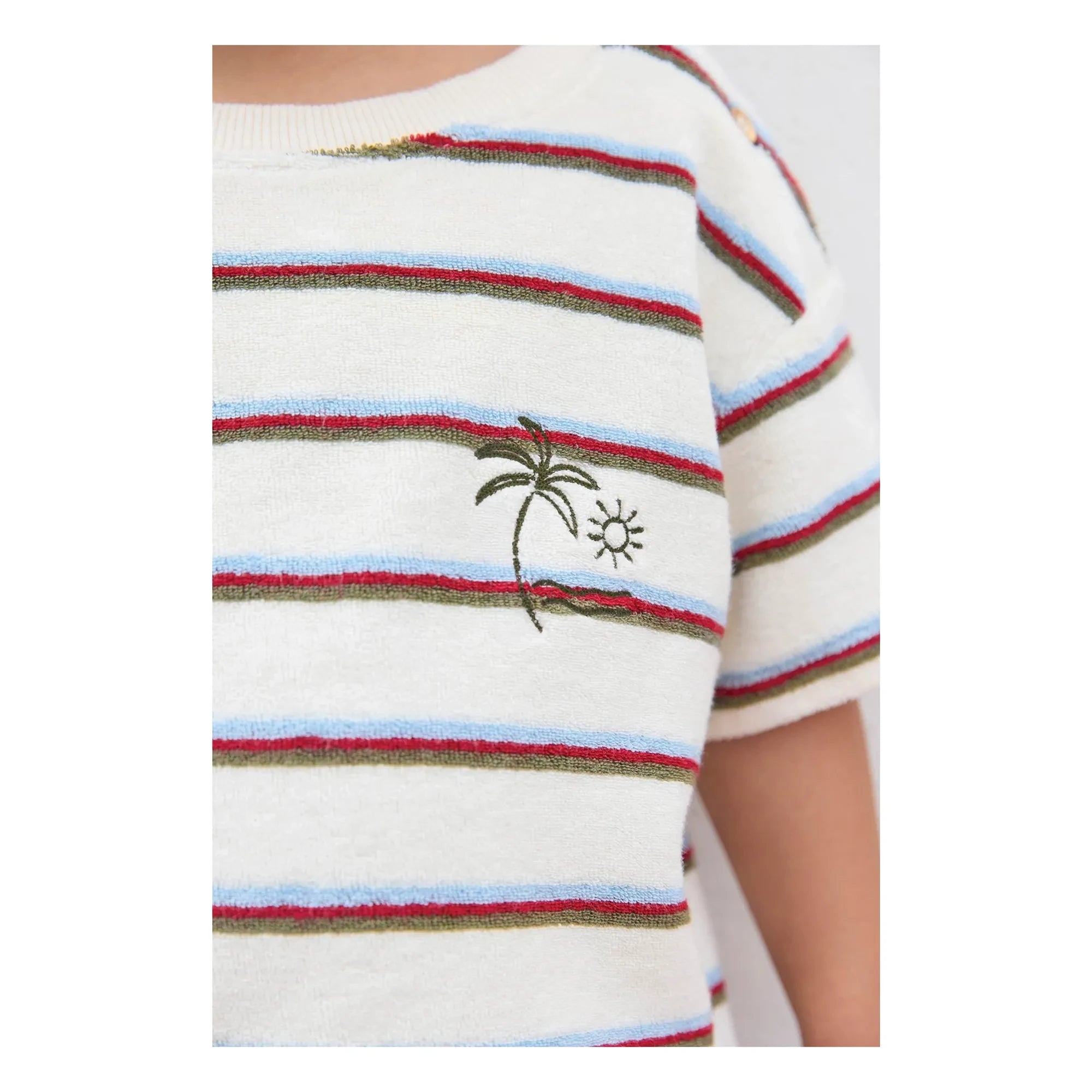 Bonton - Livo Viva Gestreiftes Frottee-T-Shirt | Weiß