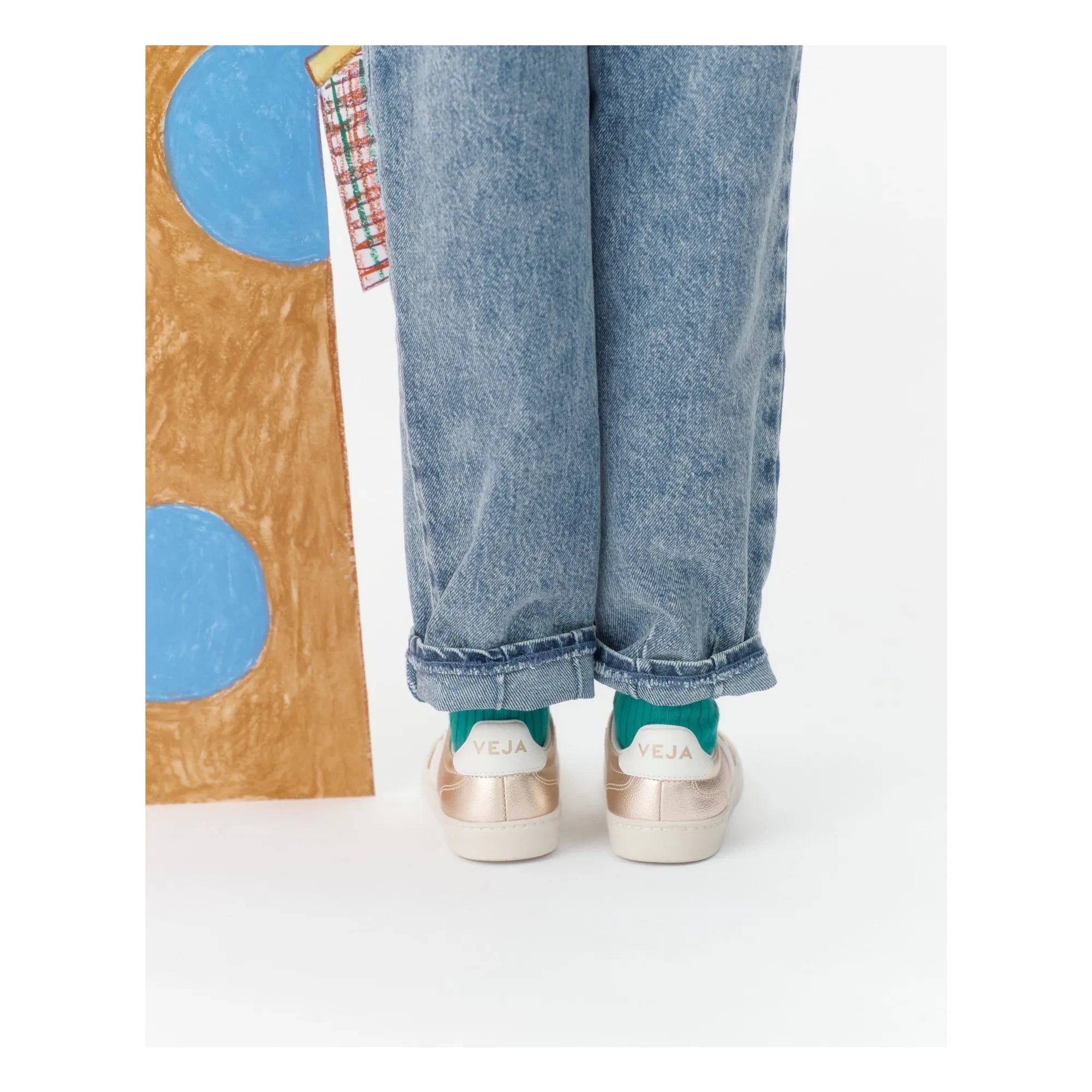 Veja - O.T. Deri Volley Sneakerlar, Elastik Bağcıklarla | Altın