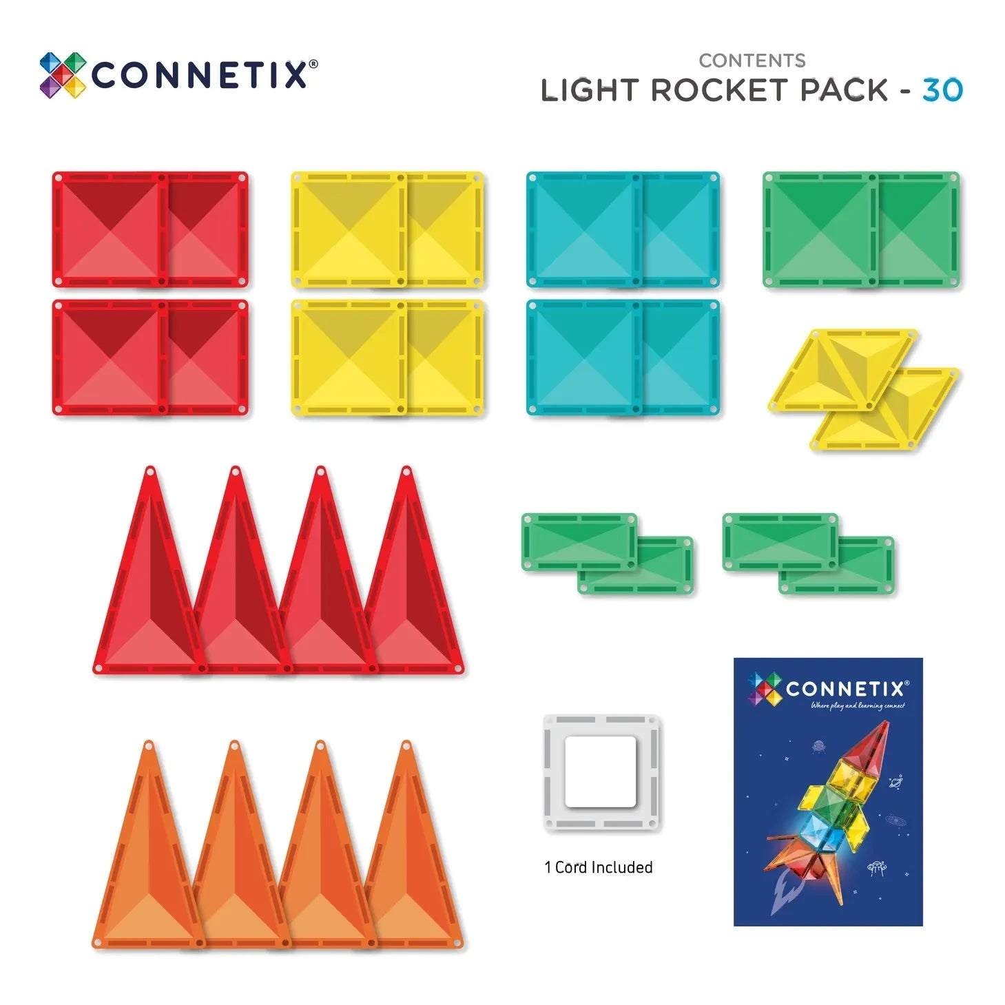 Connetix - Light Rocket Pack - 30 parça | Rainbow