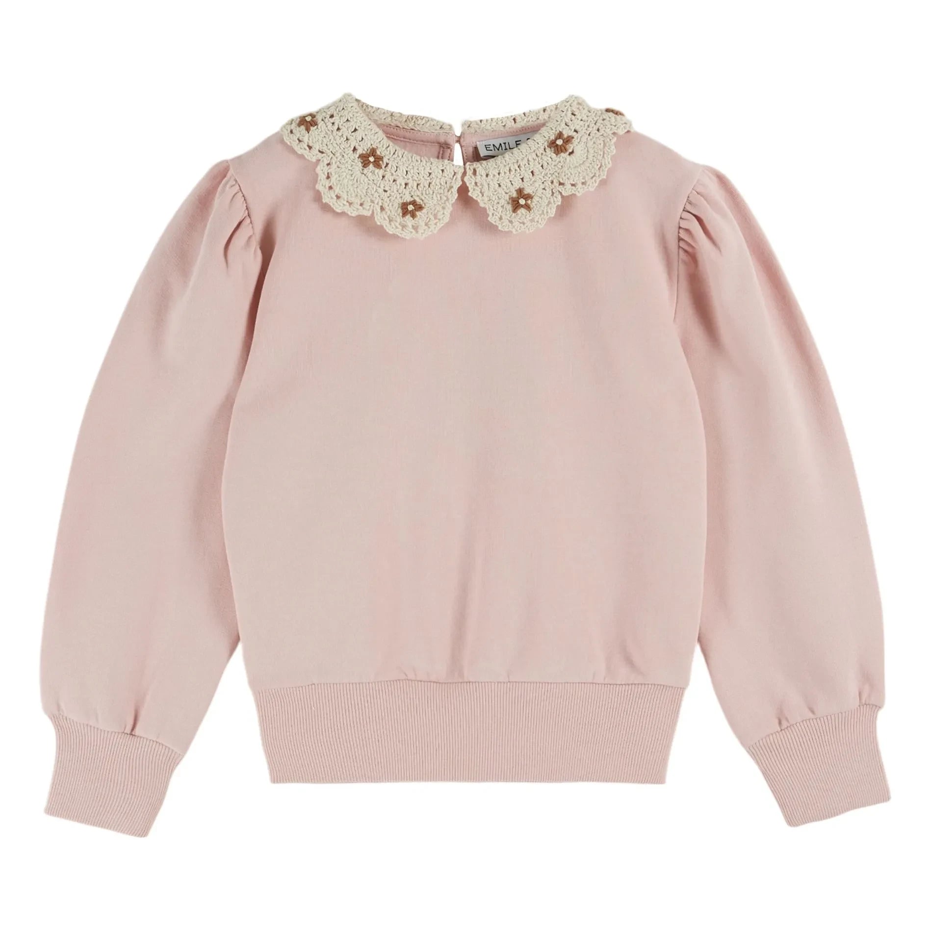 Emile et Ida - Claudine Yaka Sweatshirt Organik Pamuk | Pembe