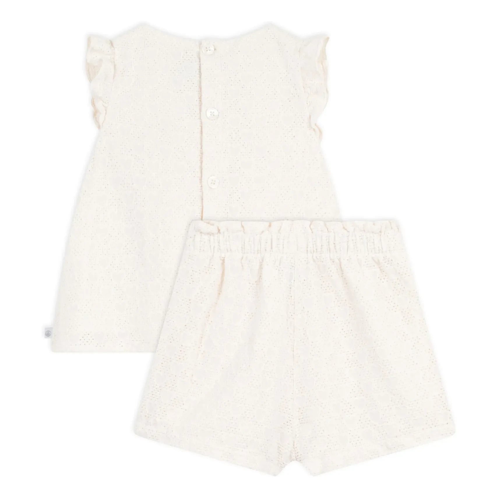 Petit Bateau - Broderie Anglaise Organic Cotton Top and Shorts Set | White
