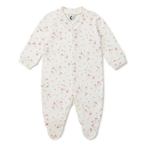 Sleepy Doe - Organik pamuklu, patikli çiçek desenli pijama | Beyaz